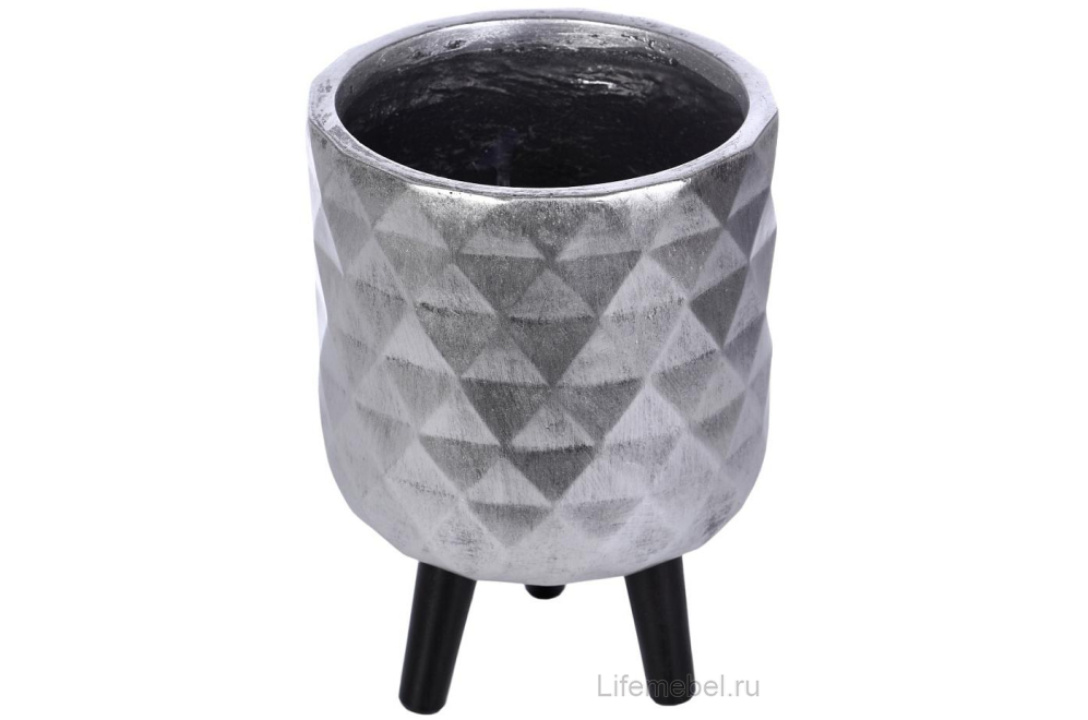 Кашпо Даймонд DMND-RND-24-SLV D24 H35 cm серебристое