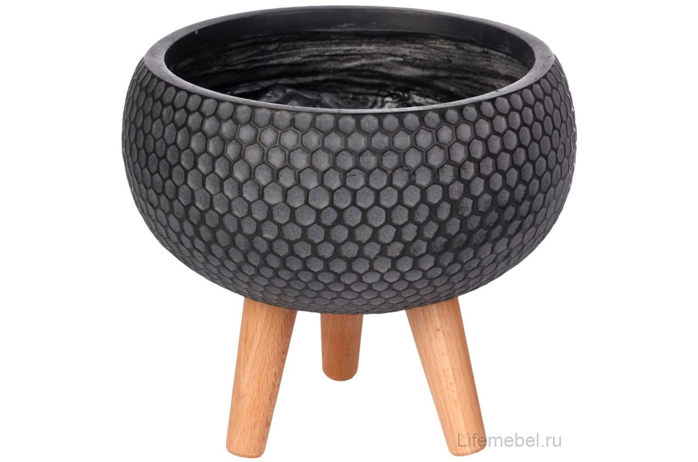 Кашпо Ханни Чаша HON-BLK-27 черное D27.5 H25 cm
