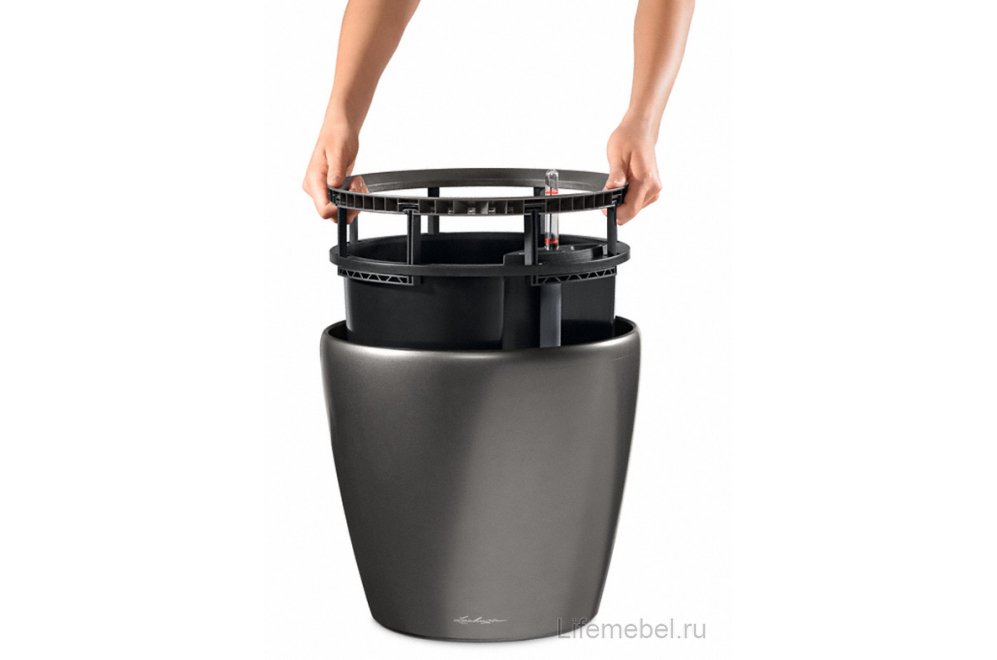 Кашпо Lechuza 16088 CLASSICO LS 43 Серебристый металлик