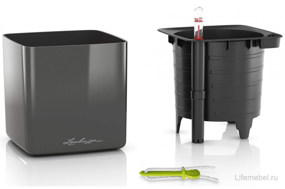 Кашпо Кьюб Глосси 14 ярко-красное