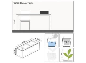Кашпо Кьюб Glossy Triple