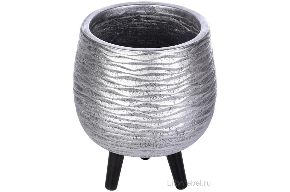 Кашпо Паттерн WWAVE-RND-29-SLV D29 H37 cm серебристое