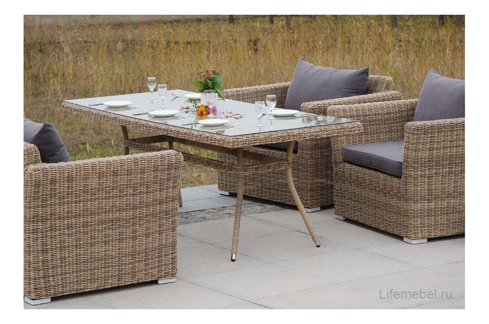 Комплект для отдыха из ротанга Бурфи соломенный