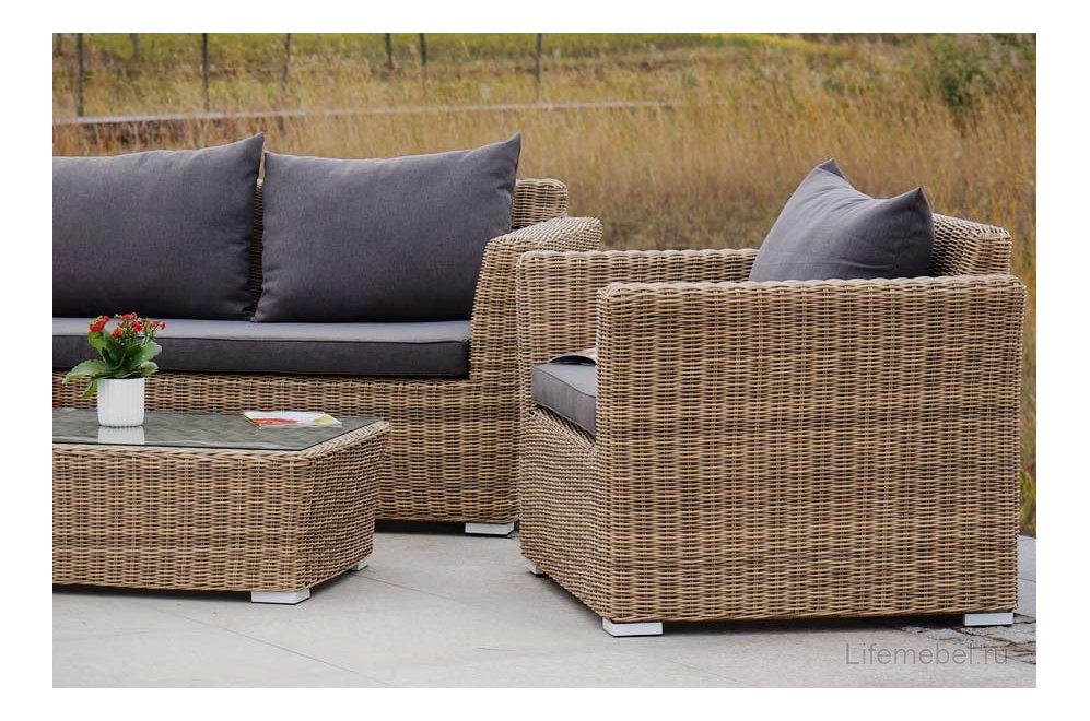 Комплект для отдыха из ротанга Пакора Сингл соломенный