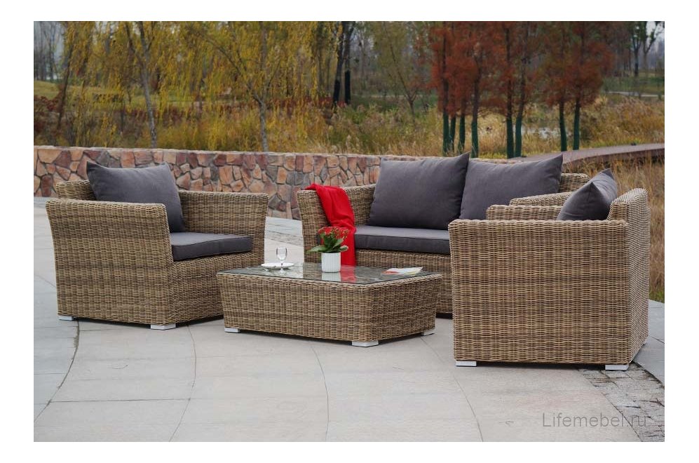 Комплект для отдыха из ротанга Пакора Сингл соломенный