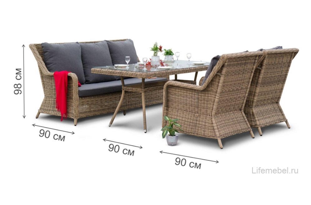 Обеденный комплект (для отдыха) из ротанга Дживан соломенный