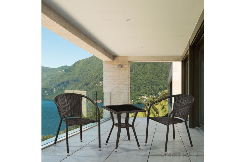 Обеденный комплект из ротанга 2+1 T25A/Y137C-W53 Brown 2Pcs