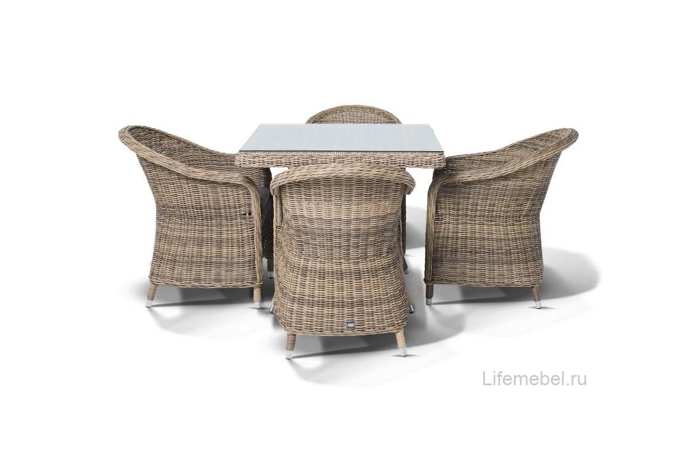 Обеденный комплект из ротанга Трифала соломенный