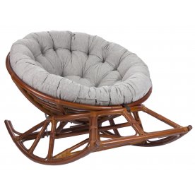 Кресло-качалка Papasan Rocker Chair с подушкой коньяк