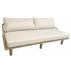 Диван деревянный трехместный с подушками Denmark натуральный / льняной бежевый