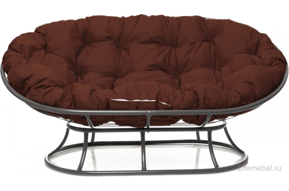 Металлический диван Мамасан серый / коричневая подушка