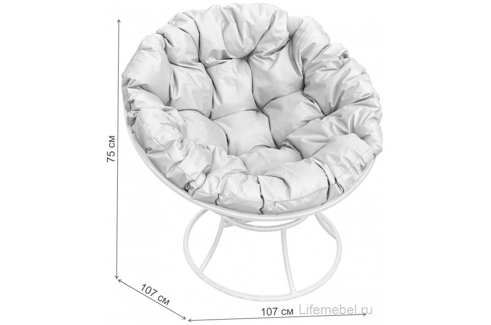 Комплект для отдыха из металла Мамасан Папасан белый / голубая подушка