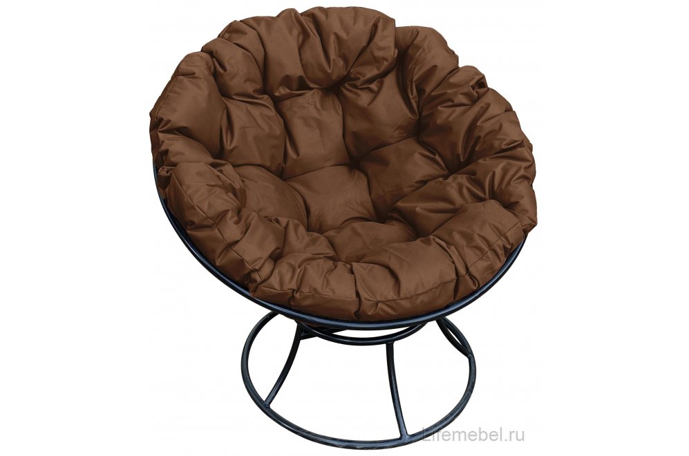 Комплект для отдыха из металла Мамасан Папасан чёрный / коричневая подушка