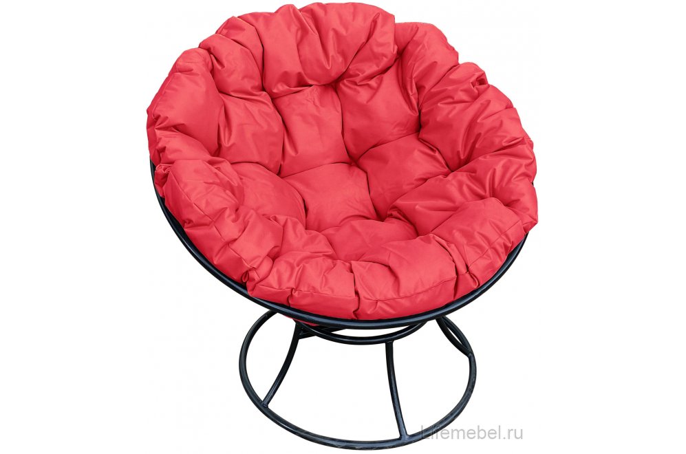 Комплект для отдыха из металла Мамасан Папасан чёрный / красная подушка