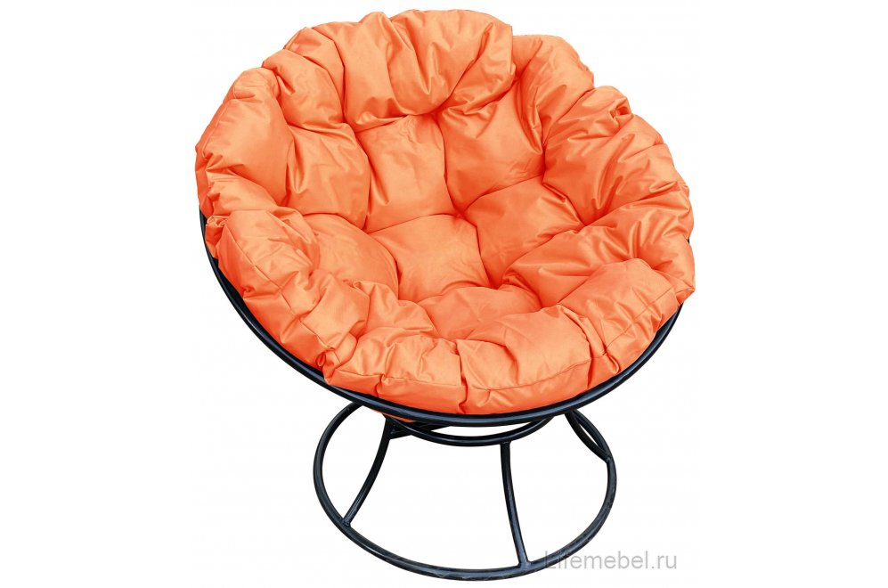 Комплект для отдыха из металла Мамасан Папасан чёрный / оранжевая подушка