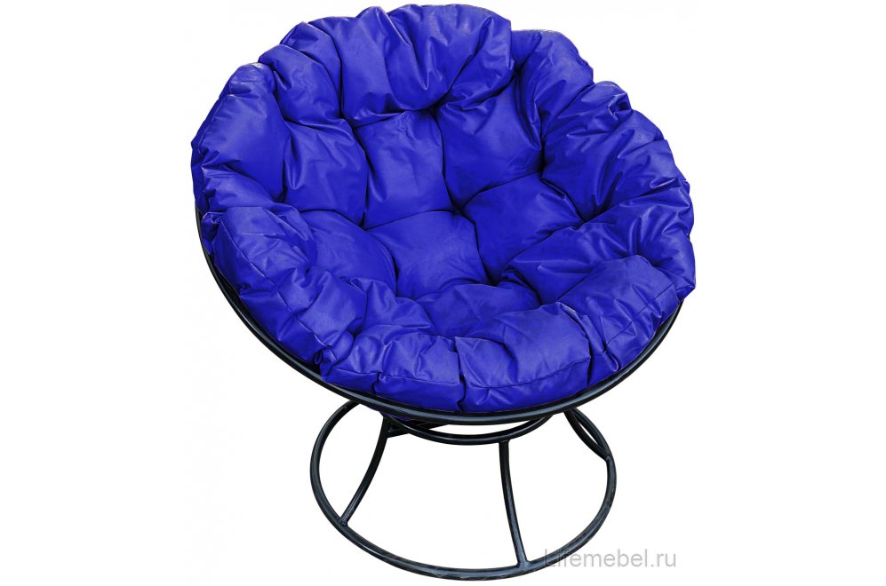 Комплект для отдыха из металла Мамасан Папасан чёрный / синяя подушка