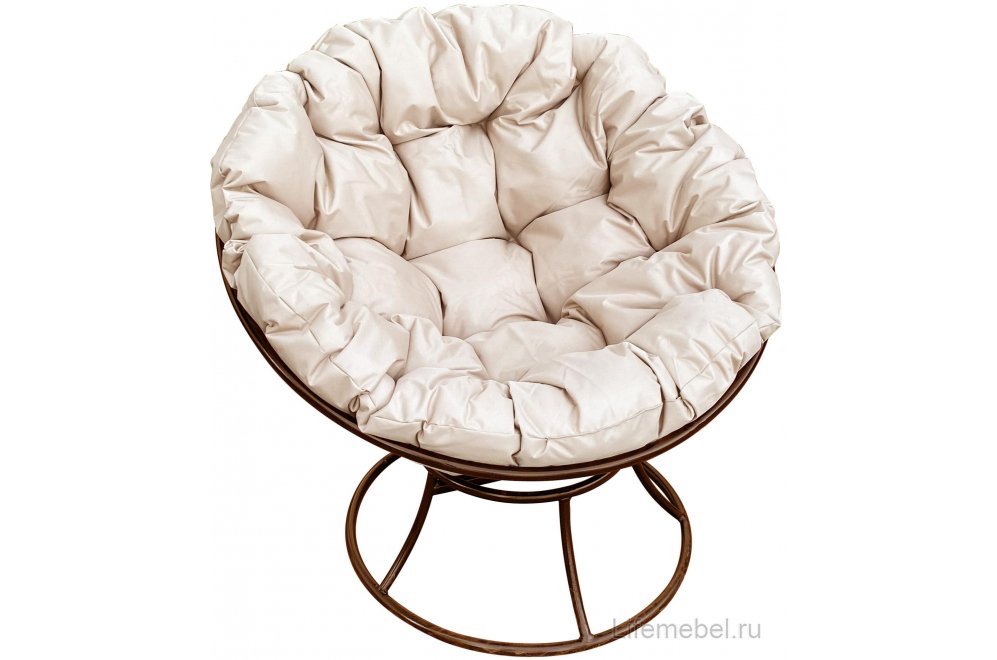 Комплект для отдыха из металла Мамасан Папасан коричневый / бежевая подушка