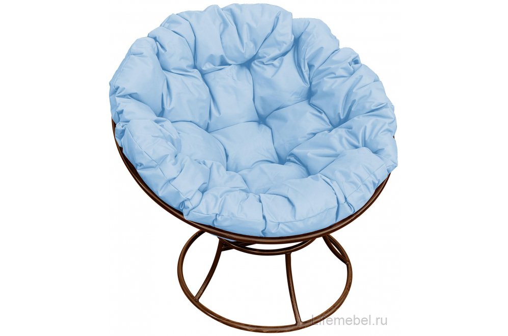 Комплект для отдыха из металла Мамасан Папасан коричневый / голубая подушка