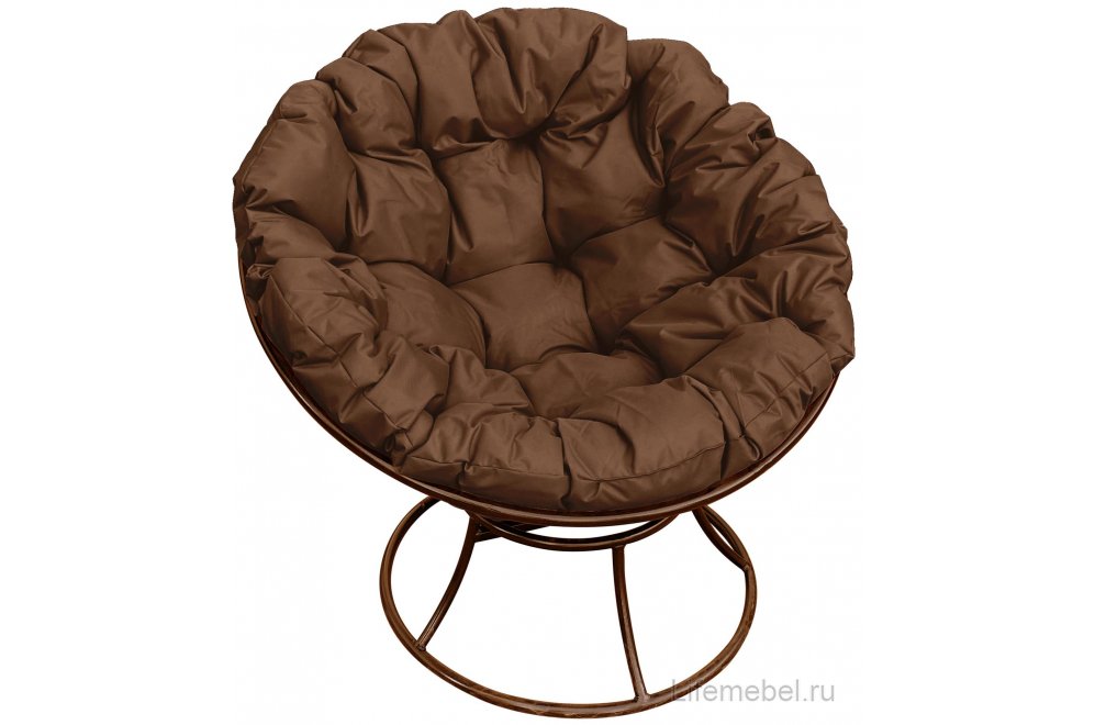 Комплект для отдыха из металла Мамасан Папасан коричневый / коричневая подушка