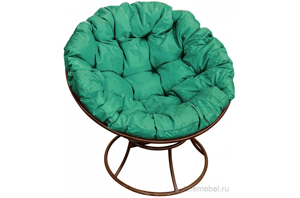 Комплект для отдыха из металла Мамасан Папасан коричневый / зелёная подушка