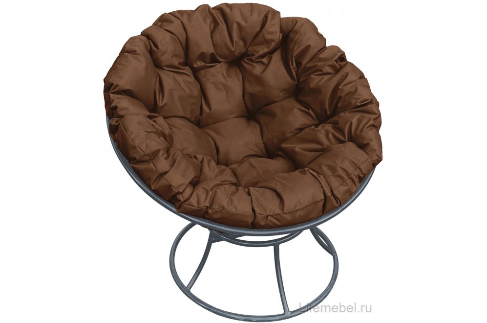Комплект для отдыха из металла Мамасан Папасан серый / коричневая подушка
