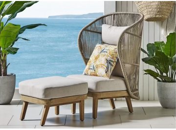 Лаунж-кресло плетеное с высокой спинкой Mali натуральный