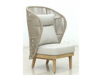 Лаунж-кресло плетеное с высокой спинкой Mali натуральный