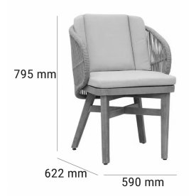 Кресло обеденное деревянное с подушками Mali натуральный
