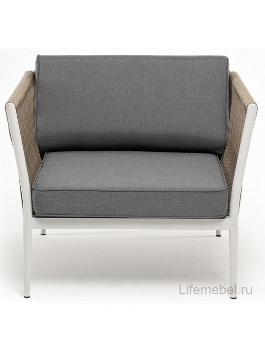 Кресло Juno ткань серая 017 / роуп серо-коричневый / светло-серый RAL7035 муар