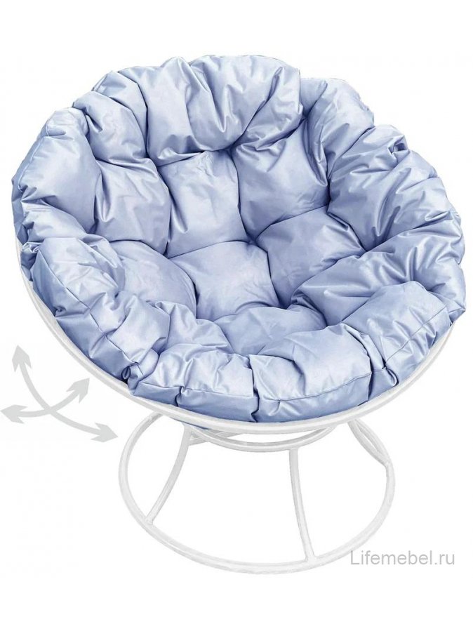 Металлическое кресло Папасан белое / серая подушка