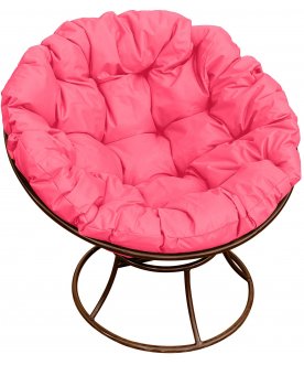 Металлическое кресло Папасан коричневый / розовый