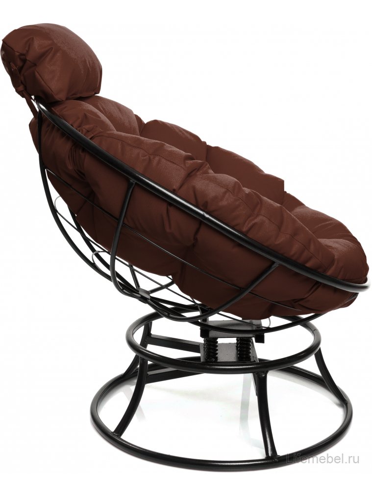 Металлическое кресло Папасан мини чёрное / коричневая подушка