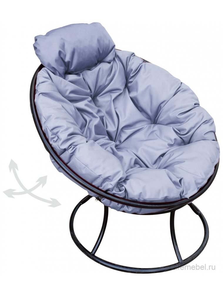 Металлическое кресло Папасан мини чёрное / серая подушка