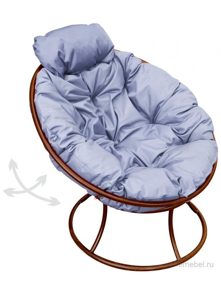 Металлическое кресло Папасан мини коричневое / серая подушка