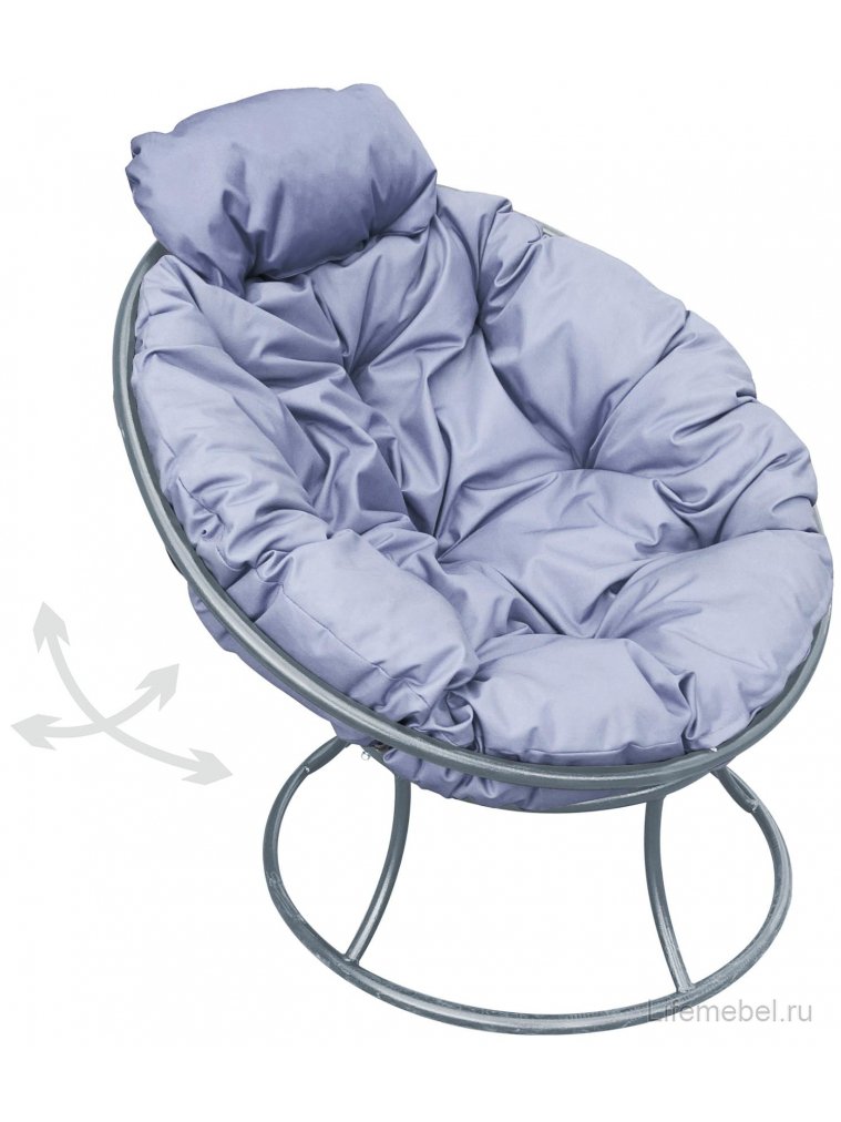 Металлическое кресло Папасан мини серое / серая подушка