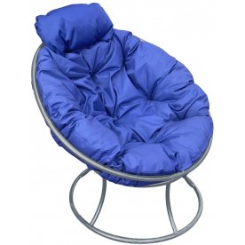 Металлическое кресло Папасан мини серый / синий