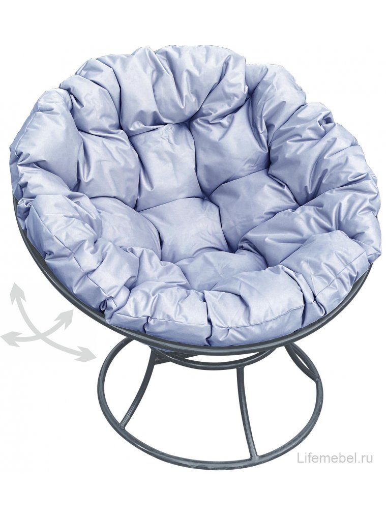 Металлическое кресло Папасан серое / серая подушка