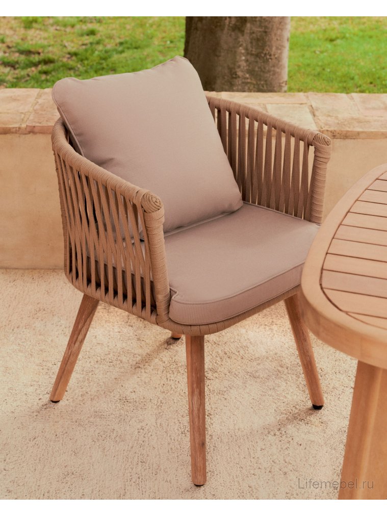 Деревянный стул Hemilce бежевый / серый