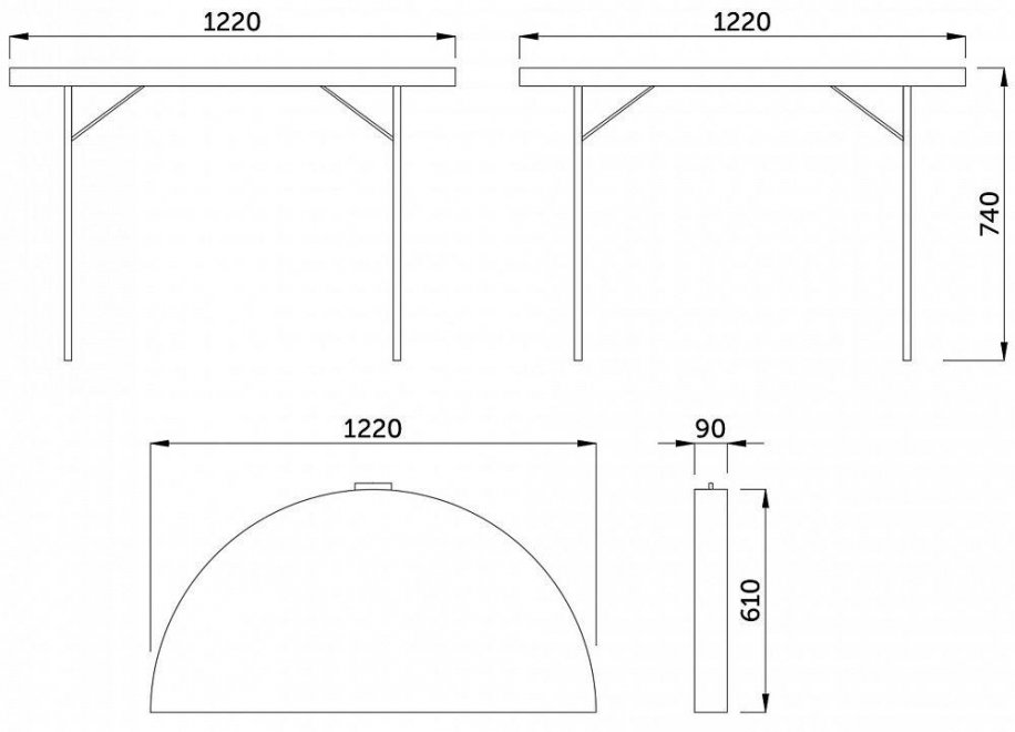 Пластиковый стол d122х74 белый