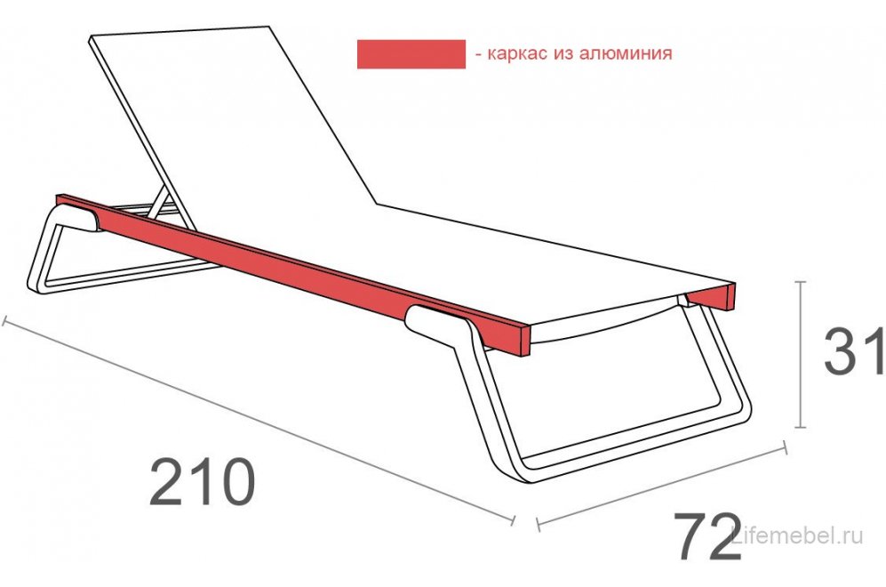 Шезлонг 234/708-1074 темно-серый / черный