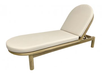 Шезлонг-лежак деревянный с матрасом (не для HoReCa) Pill светлый тик / бежевый