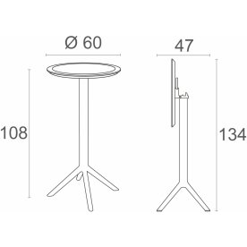 Стол пластиковый Sky Folding Bar Table 60