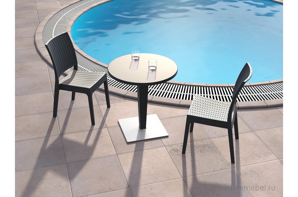 Пластиковый стол Riva антрацит плетеный