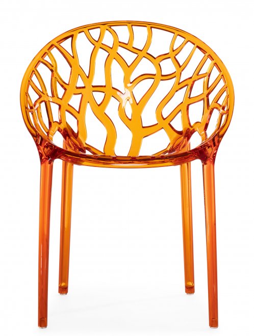 Пластиковое кресло Crystal оранжевое / прозрачное