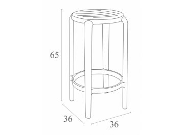 Табурет пластиковый полубарный Tom Bar 65 марсала