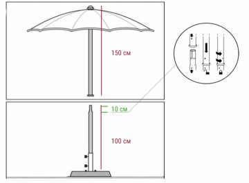 Зонт пляжный профессиональный Ø2.4 м Cezanne тортора