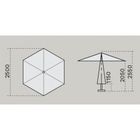 Зонт профессиональный Ø2.5 м Lido Titanium титан / антрацит