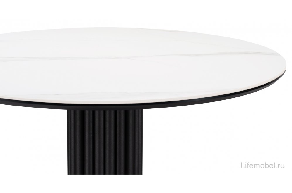 Керамический стол Кэмерон 90х90х75 белый мрамор snow white / черный
