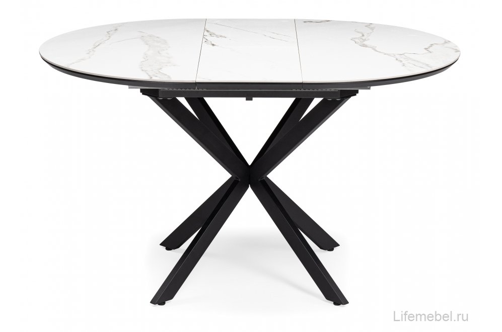 Керамический стол Сигел 100(130)х100х76 белый / черный