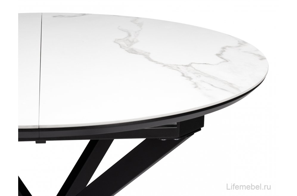 Керамический стол Сигел 100(130)х100х76 белый / черный